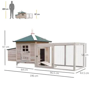 PawHut Chicken Coop Hen Poultry House w/ Nesting Box Outdoor Run Patio Wooden