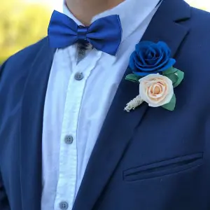 Royal Blue Satin Polyester Bow Tie for Casual & Formal Wear, Wedding Party Accessory