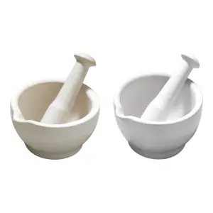 Interiors by Premier White Mortar and Pestle, Stoneware Mortar and Pestle, Traditional Mortar and Pestle for Herbs and Spices