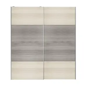 Atomia Panelled Grey & natural oak effect 2 door Sliding Wardrobe Door kit (H)2250mm (W)2000mm