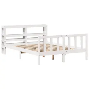 Berkfield Bed Frame without Mattress White 150x200 cm King Size Solid Wood Pine