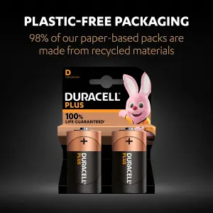 Duracell Plus D Batteries, Pack of 2