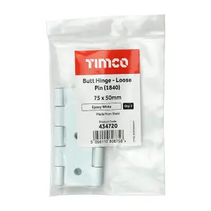 TIMCO Butt Hinges Loose Pin (1840) Steel White - 75 x 50