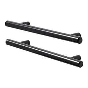 GoodHome Annatto Matt Black Kitchen cabinets Bar Pull Handle (L)18.8cm (D)32mm, Pack of 2