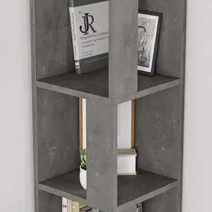 Bensonhurst Corner Bookcase Unique Design & Modern Style Retro Grey