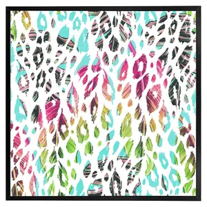 Multi coloured leopard spots (Picutre Frame) / 12x12" / White