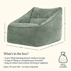 icon Natalia Chenille Armchair Bean Bag Sage Green Giant Bean Bag Chair