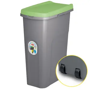 Home Centre Plastic Lift Top Lid Waste Bin Kitchen School 40 Litre Green-Grey