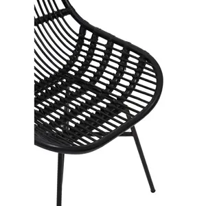 Interiors by Premier Curved Black Natural Rattan Chair, Sturdy and Durable Rustless Rattan Chair, Easy Cleaning Rattan Armchair