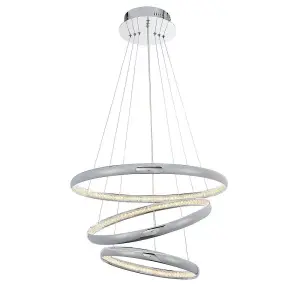 Luminosa Ozias LED Ceiling Pendant Chrome Plate & Clear Crystal Glass