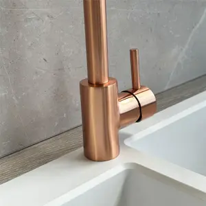 Liquida W10CP D-Shape Swivel Spout Single Lever Copper Kitchen Mixer Tap