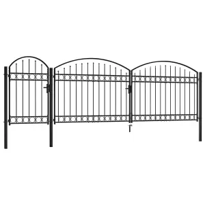 Berkfield Garden Fence Gate with Arched Top Steel 1.75x5 m Black