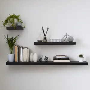 GoodHome Cusko Black Rectangular Floating shelf (L)80cm x (D)23.5cm