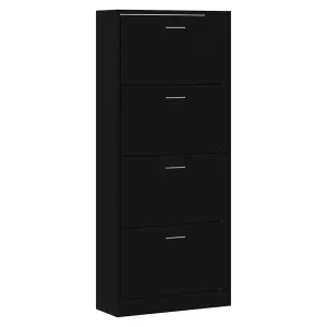 Shoe Cabinet Black 63x24x147 cm Engineered Wood