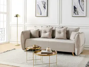 Sofa Bed VALLANES Taupe Velvet