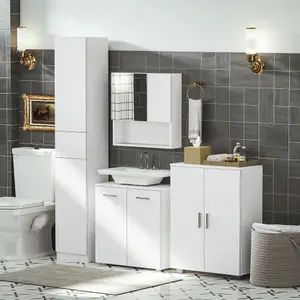 kleankin Modern Bathroom Cabinet, Freestanding Floor Cabinet w/ Storage, White