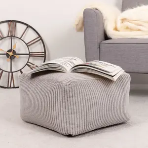 icon Theo Corduroy Bean Bag Pouffe Grey Footstool Bean Bags