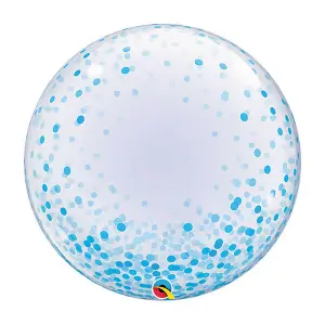 Qualatex Deco Bubble Confetti Balloon 2ft Blue (2ft)