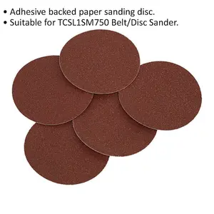 5 Pack of 125mm Self-Adhesive Sanding Discs - 80 Grit Aluminium Oxide Sheets for Efficient Sanding