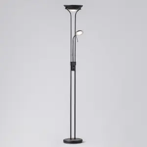 Litecraft Mother & Child Satin Black Dimmable Floor Lamp 2 Arm with Bulbs