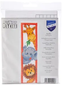 B/MARK ZOO ANIMALS - Counted Cross Stitch Kit: Bookmark: Zoo Animals - Vervaco