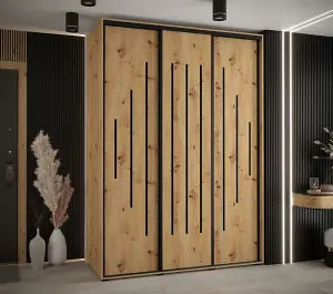 Cannes XII Sliding Door Wardrobe W170cm - Sleek Black Storage for Medium Spaces