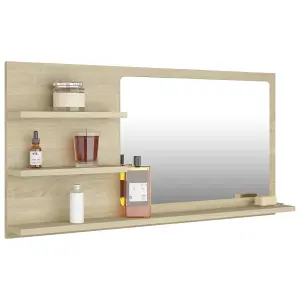 Berkfield Bathroom Mirror Sonoma Oak 90x10.5x45 cm Engineered Wood