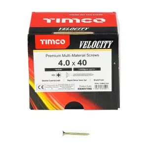 Timco - Velocity Premium Multi-Use Screws - PZ - Double Countersunk - Yellow (Size 4.0 x 40 - 1000 Pieces)