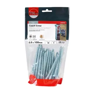 TIMCO Coach Screws Hex Head Silver  - 8.0 x 100