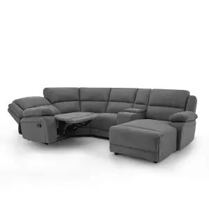 Dublin 4 Seater Fabric Corner Recliner Sofa Dark Grey