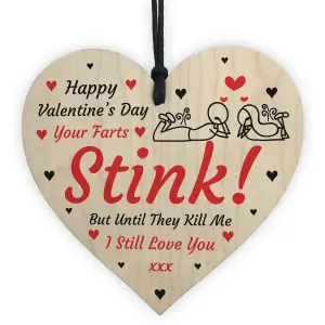 Funny Happy Valentines Day Gift For Boyfriend Girlfriend Husband Wife Wood Heart