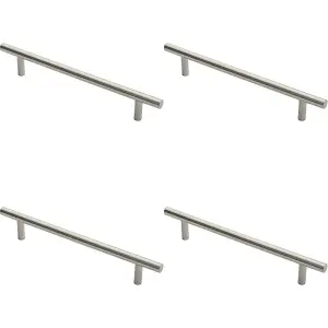 4x 19mm Straight T Bar Pull Handle 300mm Fixing Centres Satin Stainless Steel