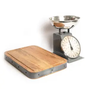 2pc Kitchenware Set with High Capacity Heavy Duty Mechanical Scales & Rectangular Mango Wood Butcher's Chopping Block