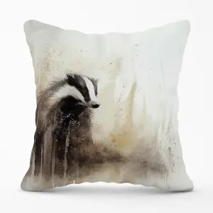 Badger Watercolour Outdoor Cushion 45cm x 45cm