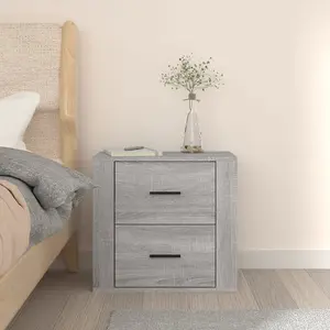 Berkfield Wall-mounted Bedside Cabinet Grey Sonoma 50x36x47 cm