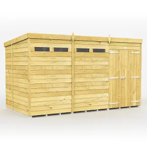 12 x 7 Feet Pent Security Shed - Double Door - Wood - L214 x W358 x H201 cm