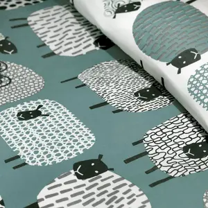 Dotty Sheep 130 TC Reversible Modern & Contemporary Duvet Cover Set Duck Egg / Double - 2 Standard Pillowcases