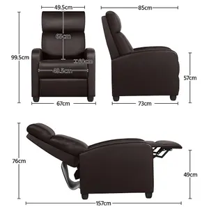 Yaheetech Brown PU Leather Recliner Chair with Pocket