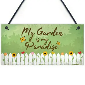 Red Ocean Paradise Garden Hanging Sign Garden Shed Summer House Plaque NAN Gifts for Her