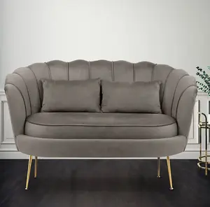 2 Seater Loveseat Small Sofa in Dark Grey Velvet