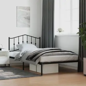 Berkfield Metal Bed Frame without Mattress with Headboard Black 107x203cm