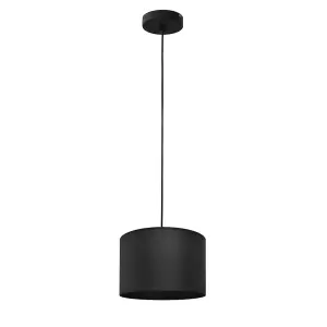 Luminosa Alba Cylindrical Pendant Ceiling Light Black 20cm