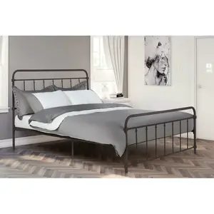 Aanya Bed Frame Classic Steel Grey Performance Velvet / Double (4'6)