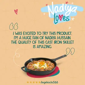 Prestige Nadiya Black Round Cast Iron Dishwasher Safe Induction Suitable Frying Pan with Pouring Lips 25cm