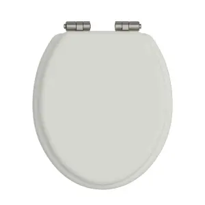 Heritage Toilet Seat Soft Close Brushed Nickel Hinges Chantilly TSCHA103SC