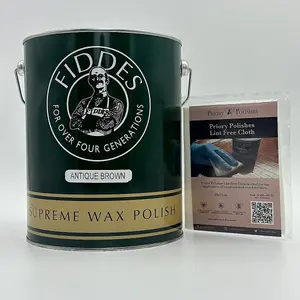 Fiddes Supreme Wax Polish, Antique Brown 5 Litre & Free Priory Polishes Lint Free Cloth