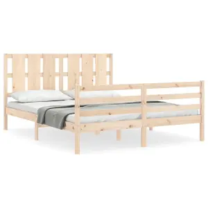 Berkfield Bed Frame with Headboard King Size Solid Wood