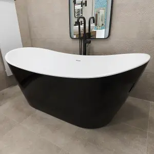 Viktor Benson Taha 1700 x 800 Freestanding Double Ended Slipper Bath - Black