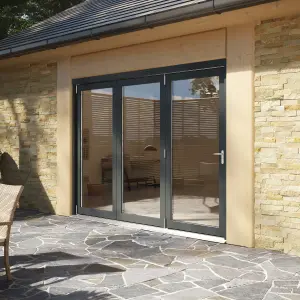 Rohden Clear Fully glazed Anthracite Grey Timber External Contemporary 3 Patio door, (H)2090mm (W)2690mm