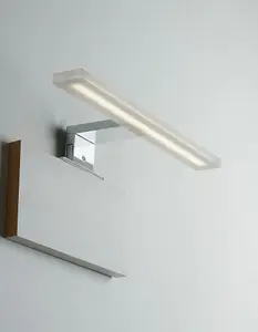 Luminosa Fan Bathroom LED Above Mirror Wall Lamp, Chrome, IP44, 4000K